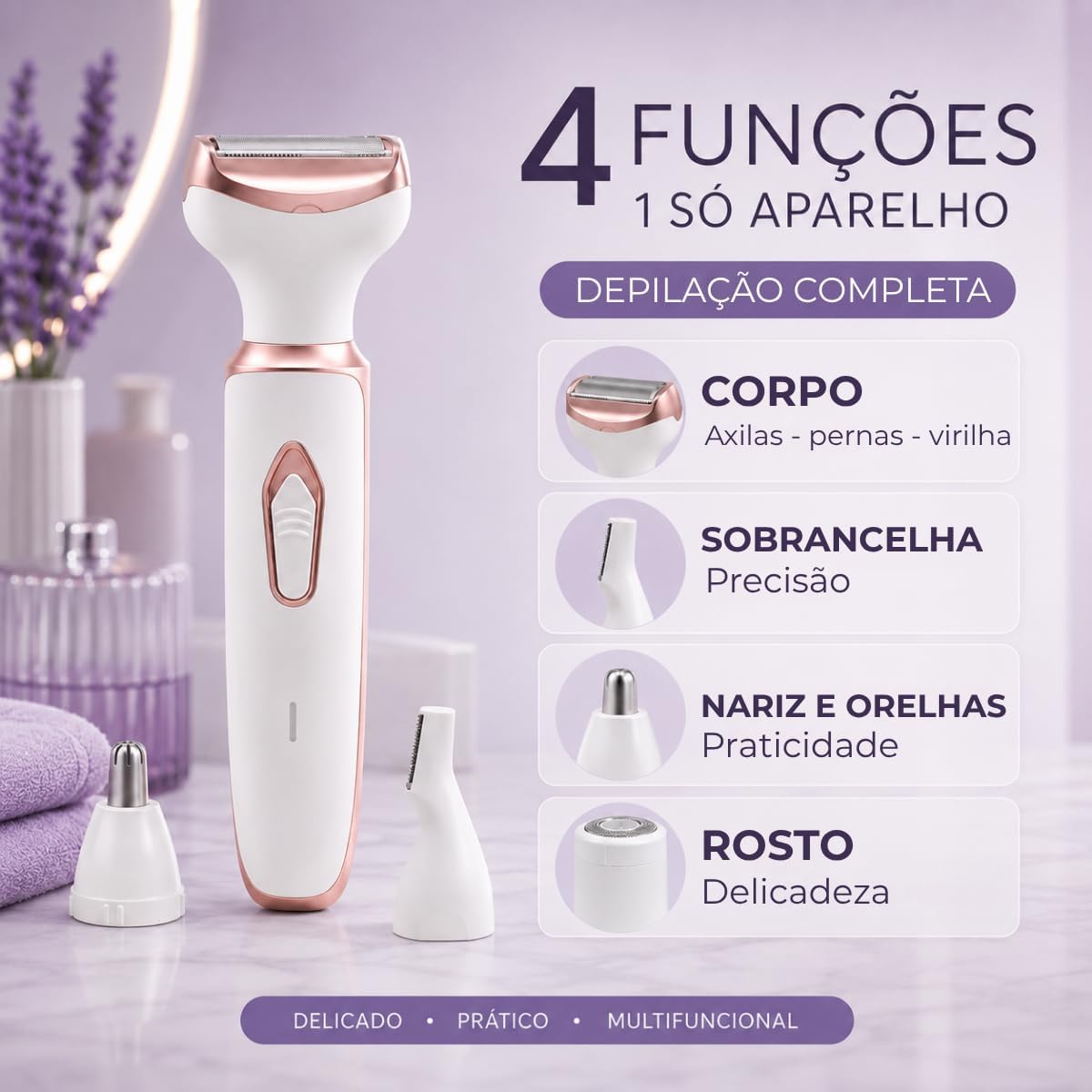 Depilador Elétrico 4 em 1